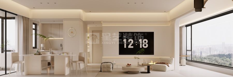 现代奶油风家居设计：130㎡四房两厅简约空间布局(图1)