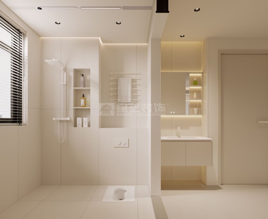 现代奶油风家居设计：130㎡四房两厅简约空间布局(图7)