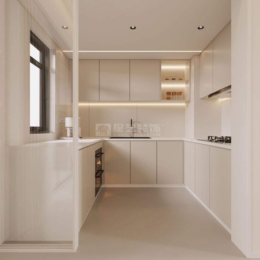 现代奶油风家居设计：130㎡四房两厅简约空间布局(图5)