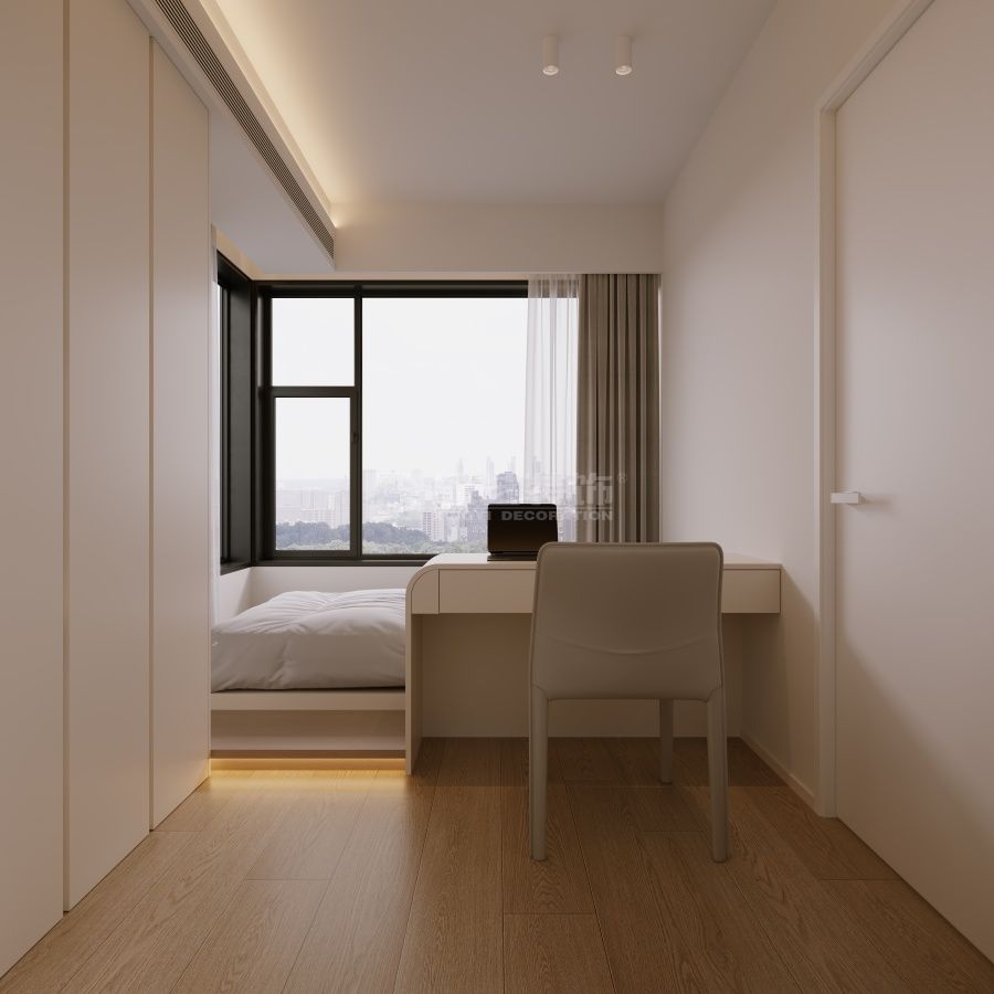 现代奶油风家居设计：130㎡四房两厅简约空间布局(图9)