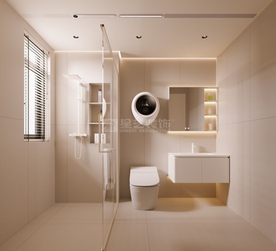 现代奶油风家居设计：130㎡四房两厅简约空间布局(图8)