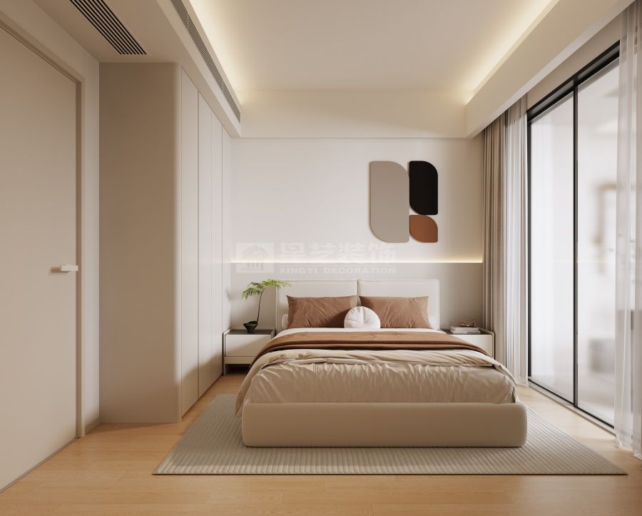 现代奶油风家居设计：130㎡四房两厅简约空间布局(图10)