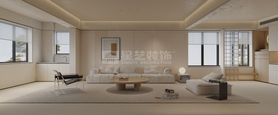 奶油色系极简家居设计，轻盈治愈温暖有高级感(图3)