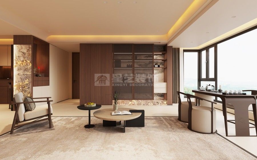 中古风格装修设计：胡桃木与大理石搭配，复古雅致空间(图3)