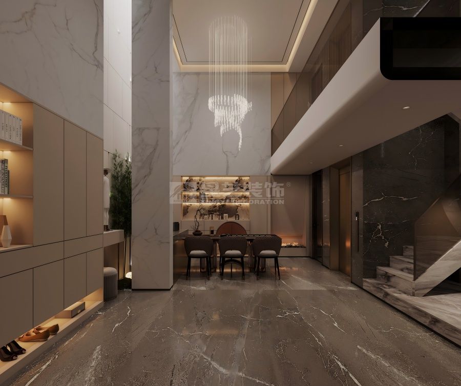 简欧别墅设计如何用大理石与玫瑰金打造雅致空间(图8)