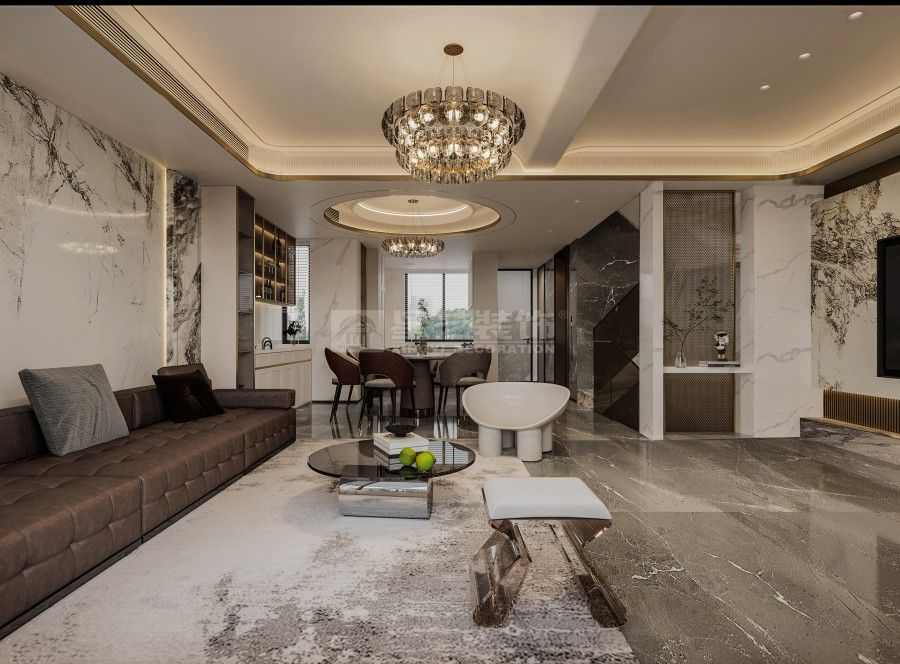 简欧别墅设计如何用大理石与玫瑰金打造雅致空间(图1)