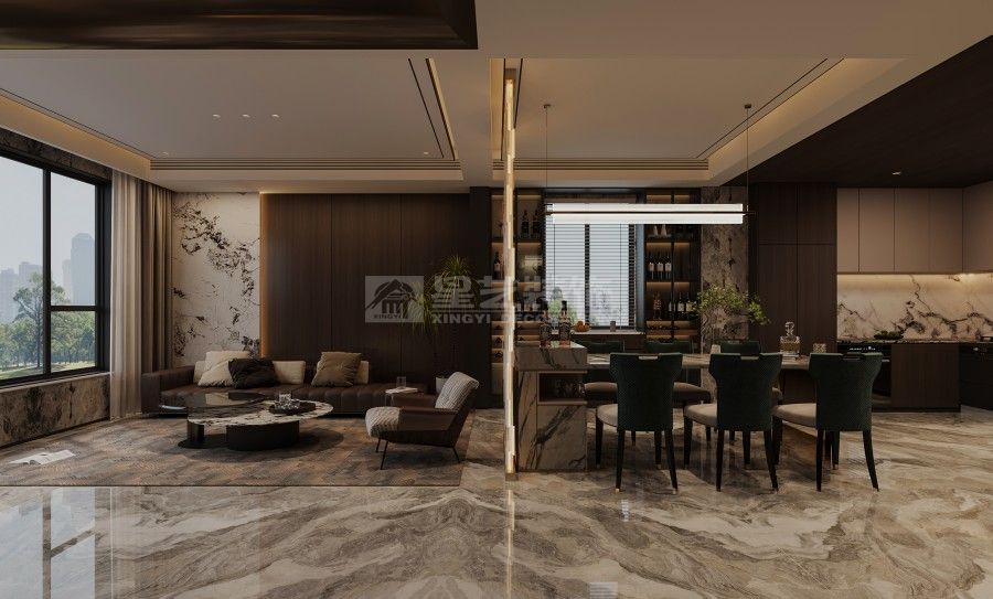 意式别墅设计理念，大理石与玫瑰金打造现代轻奢空间(图3)