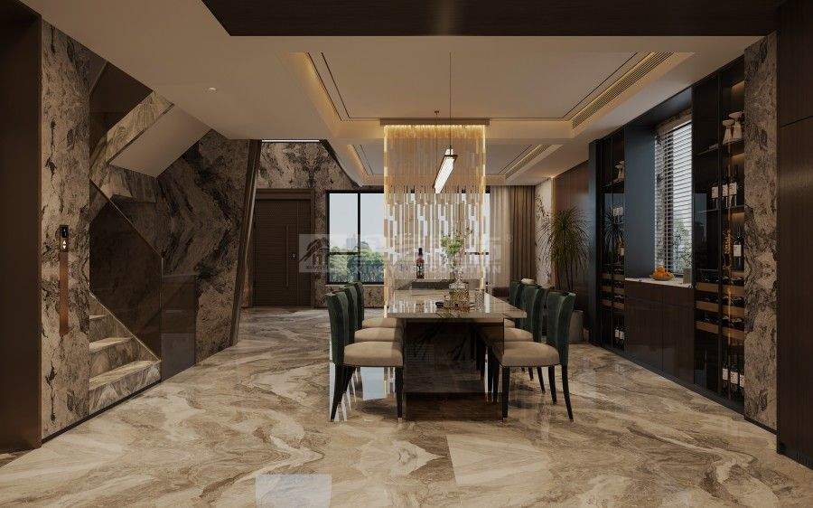 意式别墅设计理念，大理石与玫瑰金打造现代轻奢空间(图4)