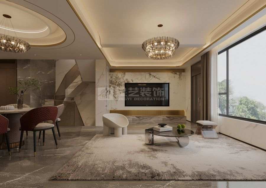 简欧别墅设计如何用大理石与玫瑰金打造雅致空间(图2)