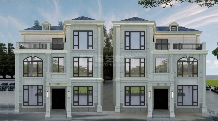 联排别墅简欧外观新中式室内设计理念与融合方式(图1)