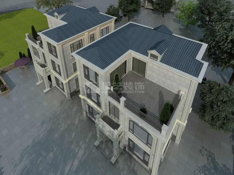 联排别墅简欧外观新中式室内设计理念与融合方式(图2)