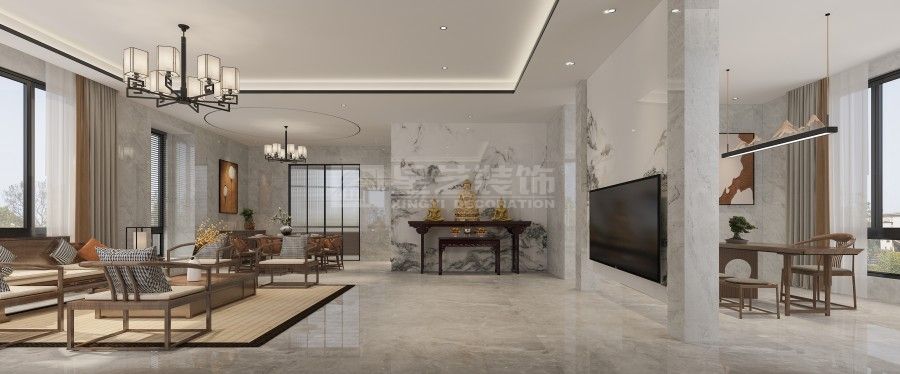 联排别墅简欧外观新中式室内设计理念与融合方式(图5)