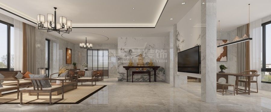 联排别墅简欧外观新中式室内设计理念与融合方式(图7)