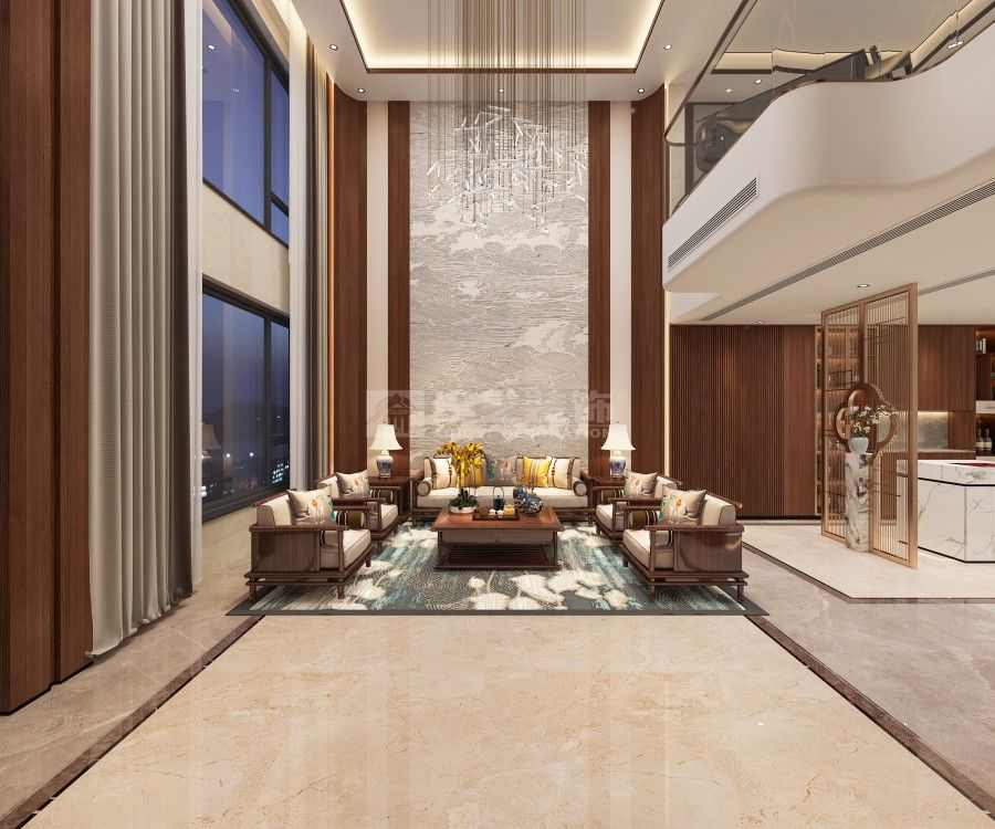 新中式别墅挑空设计，东方意境与空间格局的完美融合(图2)