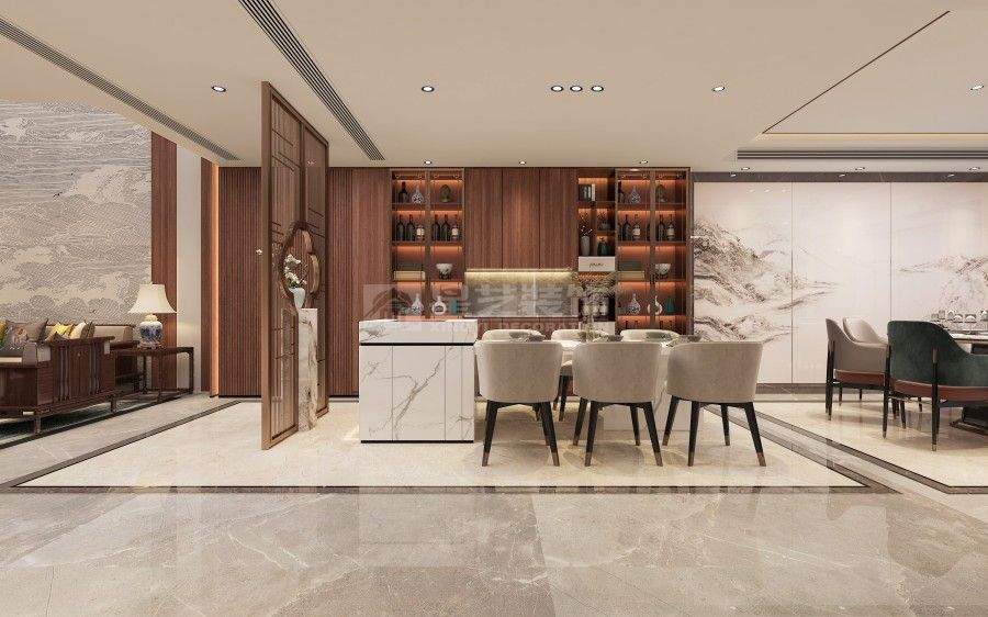 新中式别墅挑空设计，东方意境与空间格局的完美融合(图3)