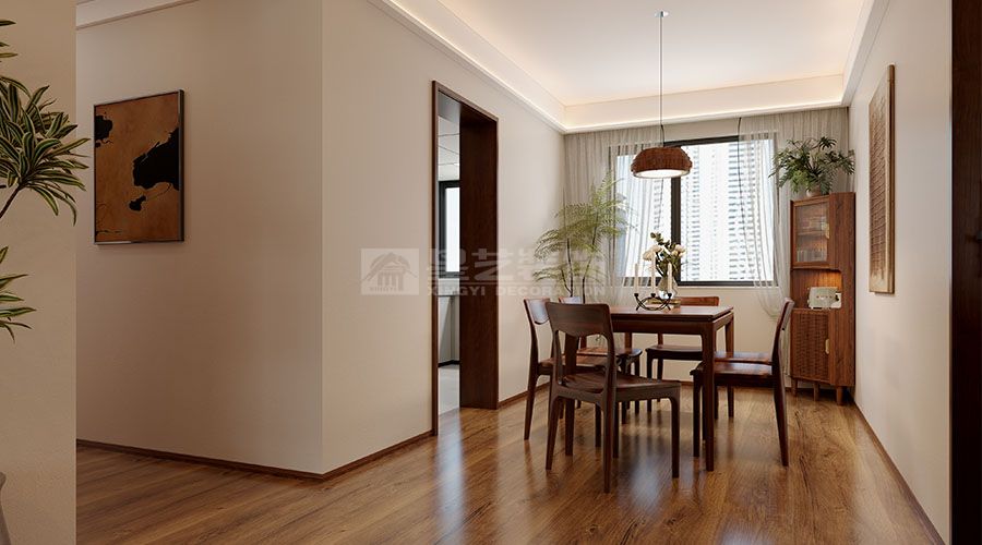 原木设计打造自然温馨家居，客厅餐厅装修效果图(图6)