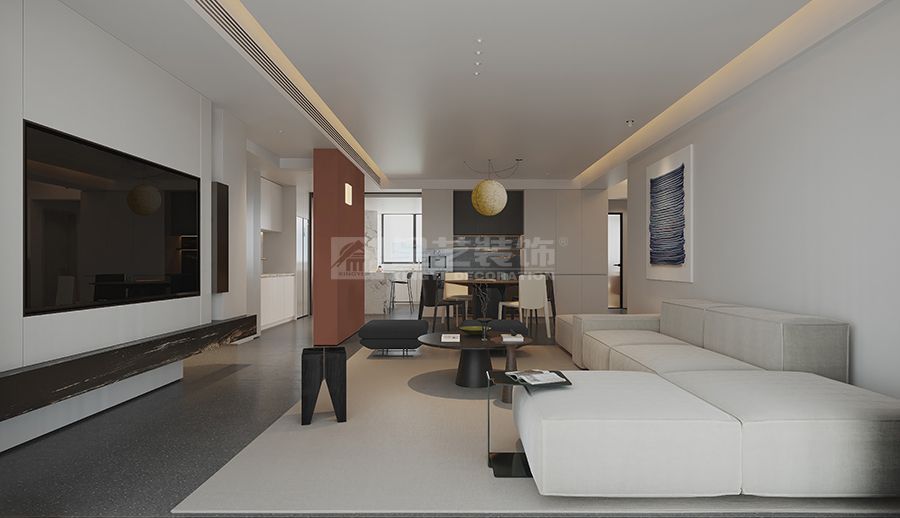 都市极简家居设计融入个性色彩打造宁静生活空间(图1)