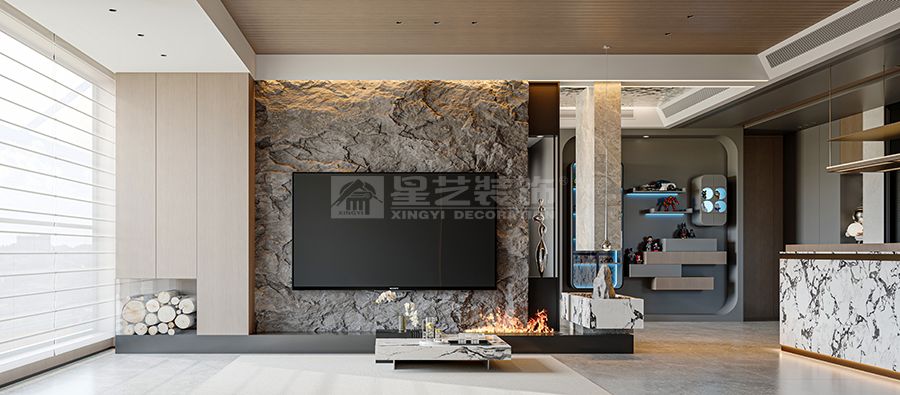 深灰意式轻奢设计200㎡空间，引山入景打造高级质感居所(图3)