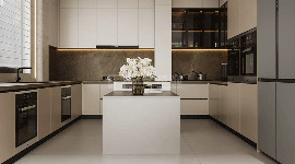 现代简约家居设计白棕黑配色方案，木质岩板金属材质搭配打造高级感空间(图3)