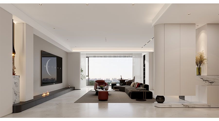 简约客厅设计打造可生长生活空间，材质光影营造感性理性并存居所(图7)