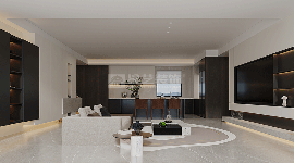 现代简约客餐厨一体化设计，打造开放通透居住空间(图1)