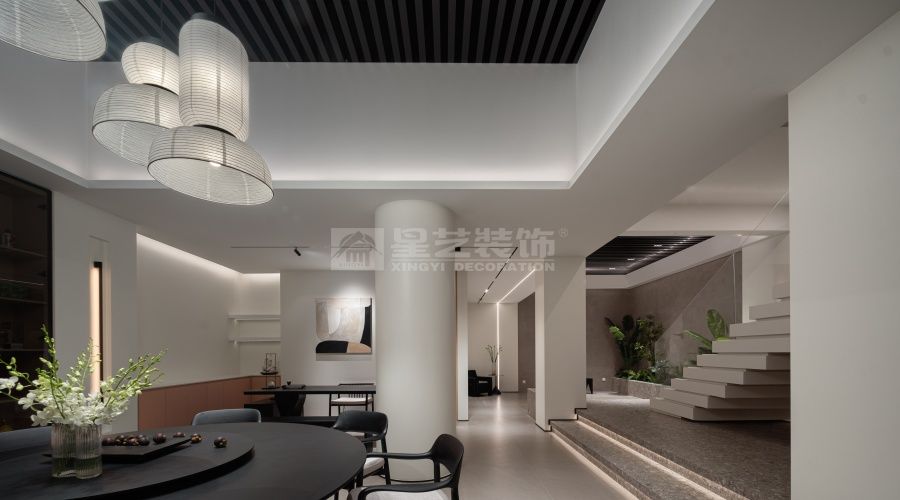 现代黑白灰别墅设计，380㎡简约风格打造别样生活空间(图9)