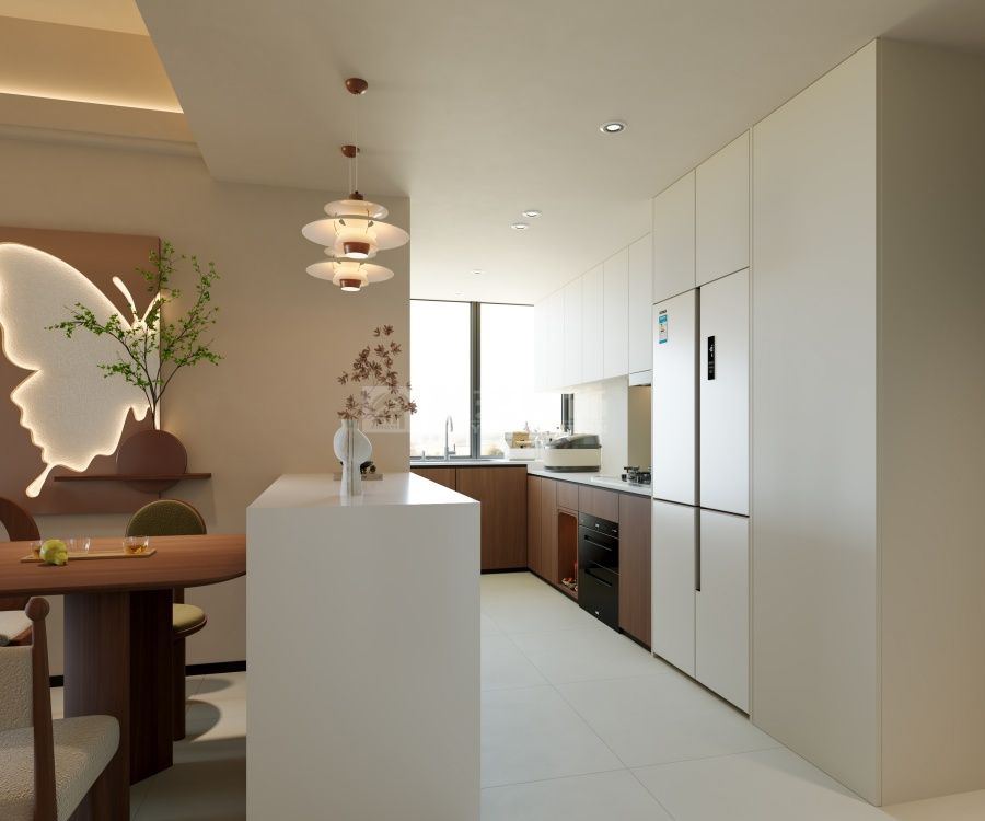 92平米三房改造现代简约风格，开放式厨房扩大客厅视觉效果(图4)