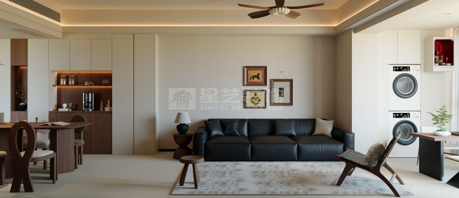 92平米三房改造现代简约风格，开放式厨房扩大客厅视觉效果(图1)