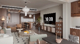 安康现代家居设计，复古木色与原野绿的自然主义空间(图3)