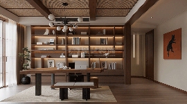 安康现代家居设计，复古木色与原野绿的自然主义空间(图4)