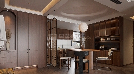 安康现代家居设计，复古木色与原野绿的自然主义空间(图5)