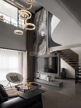 现代轻奢艺术住宅设计，高挑空结构打造视觉震撼居所(图4)