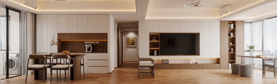 汕头东海岸145平新中式四房设计，传统与现代完美融合(图2)