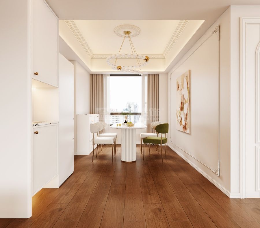 汕头南滨新城72平轻法式奶油风设计，浪漫优雅小户型装修方案(图3)