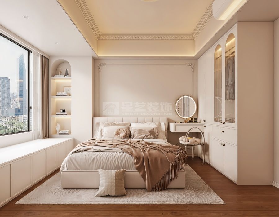 汕头南滨新城72平轻法式奶油风设计，浪漫优雅小户型装修方案(图6)