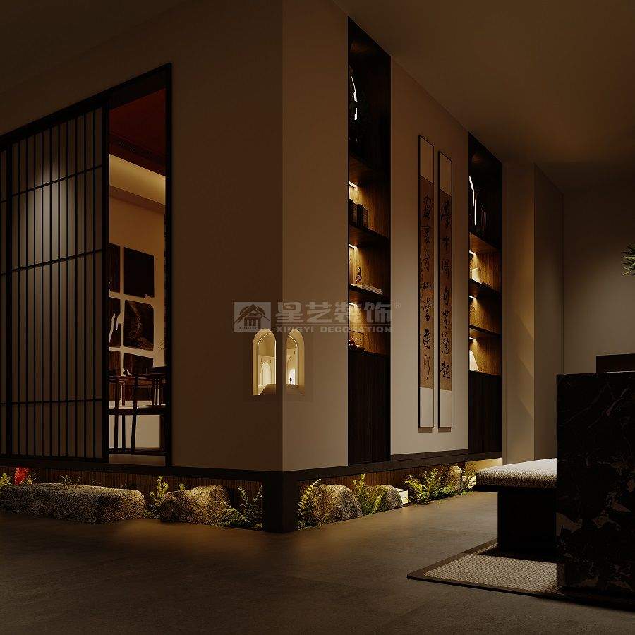 高端私人会所设计三大包间双茶室格局商业接待空间(图3)