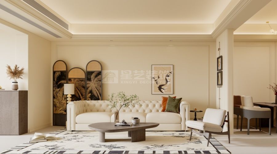 轻法式极简风格设计，奶油色调打造优雅舒适私域空间(图1)