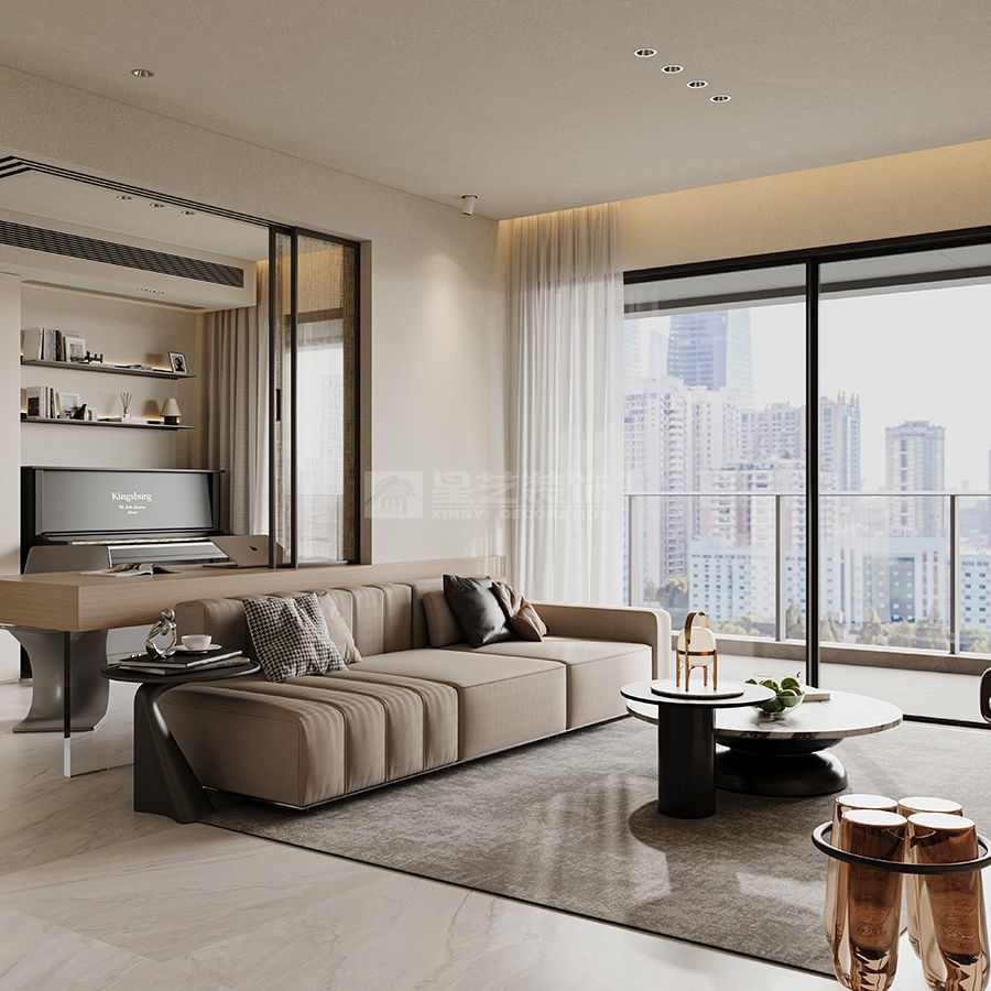 自然柔棕轻奢家居设计，打造温暖通透的现代居所(图3)