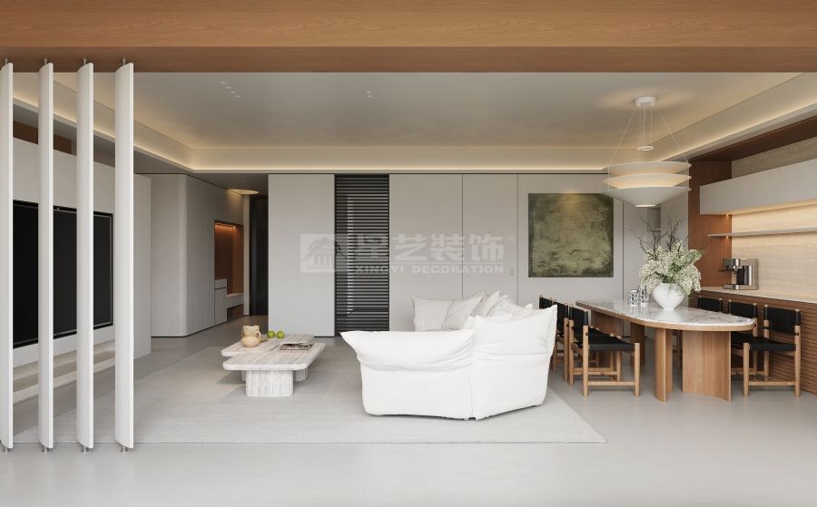 自然极简客厅设计，打造都市治愈系空间(图1)