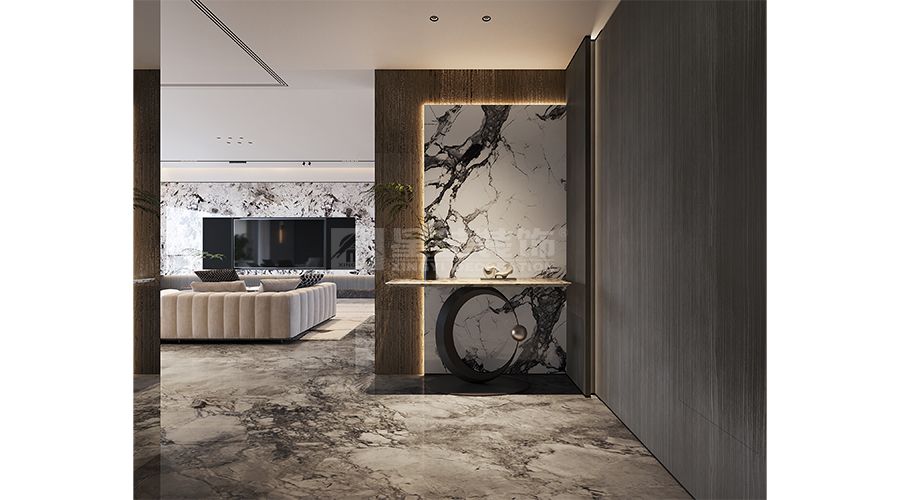 深色系现代家居设计，天然木皮与金属玻璃的精致搭配(图1)