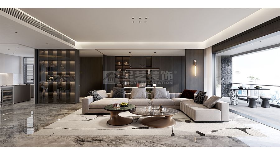 深色系现代家居设计，天然木皮与金属玻璃的精致搭配(图2)