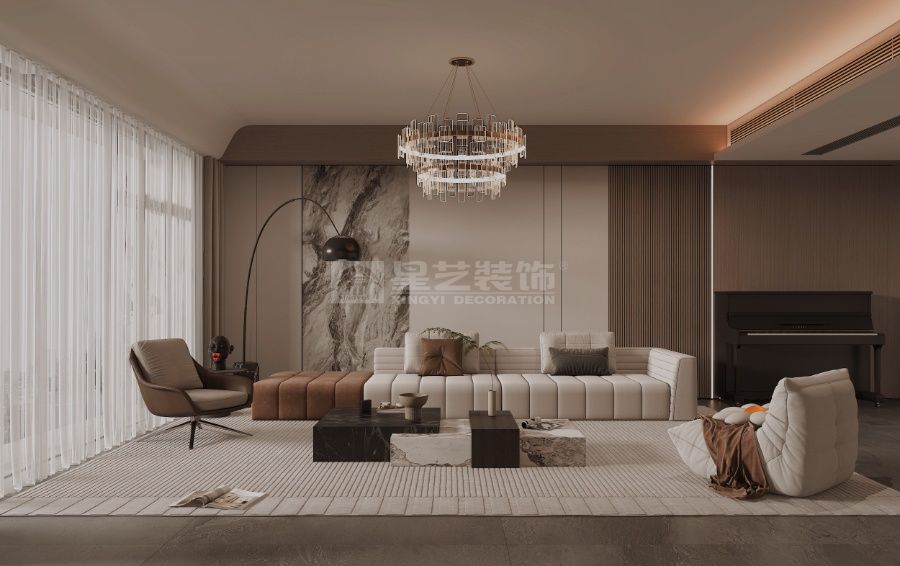 奢雅轻简设计打造现代艺术居所，材质共生营造高级松弛感(图1)