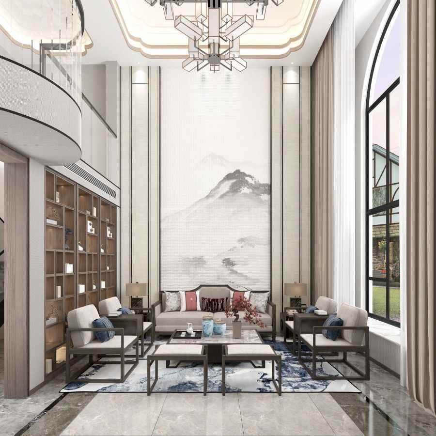 简雅现代东方韵味住宅设计，光影庭院营造静谧生活空间(图3)