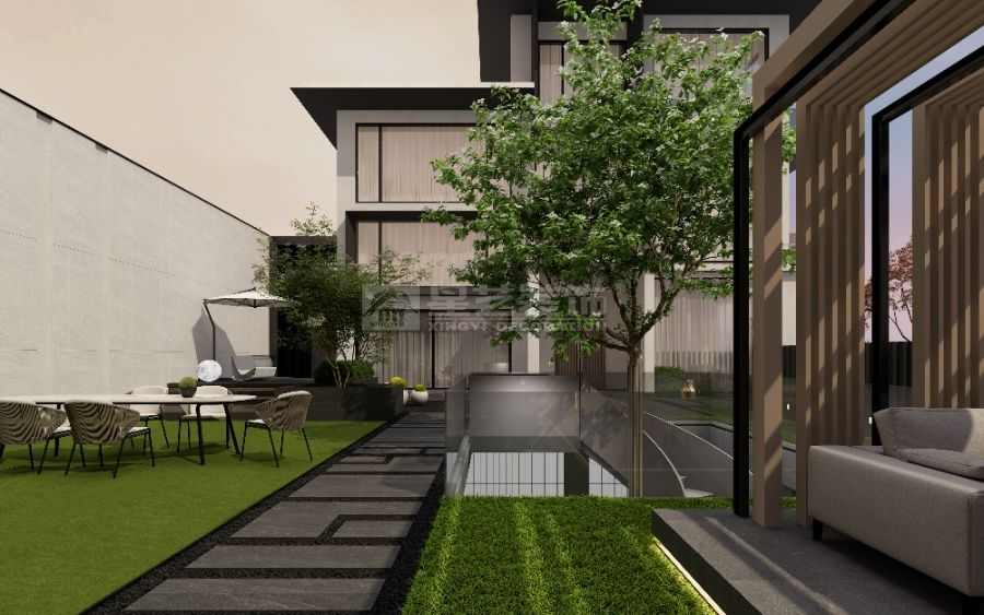 现代极简自然共生设计，灰白立面通透玻璃营造都市静谧栖居(图10)