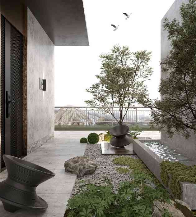 现代极简自然共生设计，灰白立面通透玻璃营造都市静谧栖居(图9)