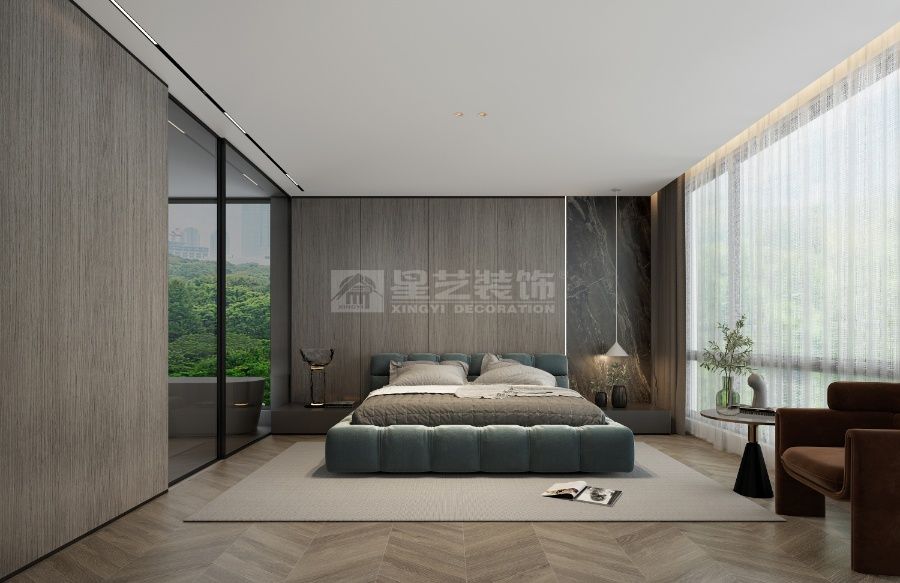 现代极简自然共生设计，灰白立面通透玻璃营造都市静谧栖居(图4)