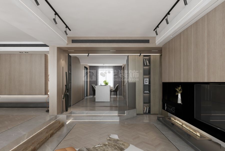 现代简约家居设计：科技木纹与大理石岩板的完美融合(图2)