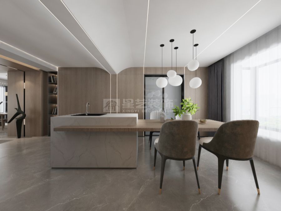现代简约家居设计：科技木纹与大理石岩板的完美融合(图5)