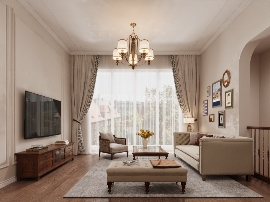 美式别墅设计复古地砖配实木地板营造温馨舒适空间(图2)