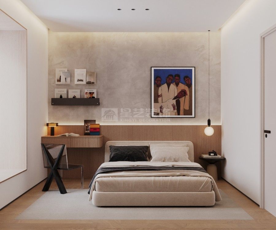 老破小空间改造奶油风设计，学区房采光优化与功能布局解决方案(图13)